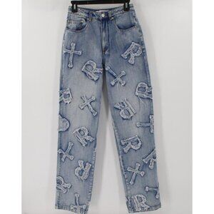 Racer worldwide jeans Women's 26 L32.5 Washed Ice Patch‎ denim cotton streetwear